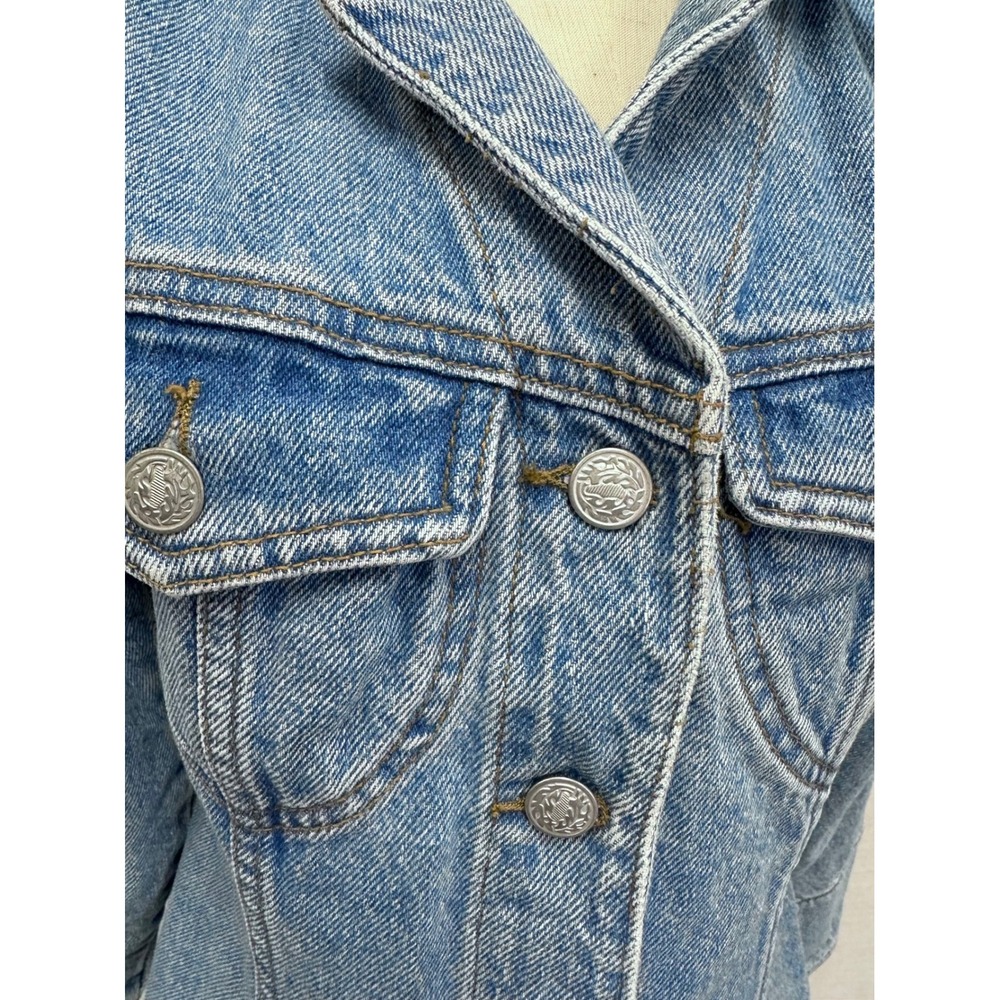 Moda International 90s Vintage  Cotton Blue Denim Shirt Jacket Small Tailored‎ - Picture 9 of 16